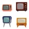 Set of different retro televisions