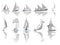 Set of different sailing ships icon(simple vector)