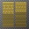 Set of different seamless yellow and black caution tapes on transparent background