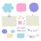 Set of different shapes lined and checkered paper stickers with tape