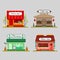 Set of different shops in flat style - farm product, coffee and flower store - vector illustration stock. Infographic