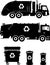 Set of different silhouettes garbage trucks and