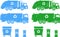 Set of different silhouettes garbage trucks and