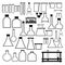 Set of different sizes, shapes and types of chemical test tubes vector icons set minimalist simple flat illustrations. Experiment