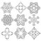 Set of different snowflakes. Raster