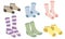 Set of different socks.Warm woolen and cotton socks with cute patterns