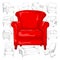 Set of different soft armchairs. Sketch vector illustration