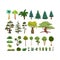 A set of different species of trees and shrubs in a flat style.