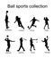 Set of different sport discipline players with ball vector silhouette