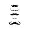 Set of different styles of mustache isolated on white background.