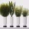 Set of different styles of retro vantage and modern vase and interior plants pots furniture cutouts are isolated on a wh