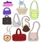 Set of different stylish bags.