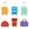 Set of different suitcases