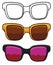 Set with different sunglasses  versions to wear at the beach, Vector illustration