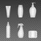 Set of different sunscreen bottles. white mockup