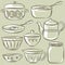 Set of different tableware, vector
