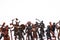 A set of different toy figures of soldiers on a white background