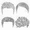 Set of different trendy man hairs. sketches . Beauty style.