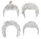 Set of different trendy man hairs. sketches . Beauty style.shaggy dreadlocks bun