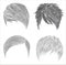 set different trendy woman man hairs. sketches . Beauty style..unisex