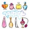 Set of different type of perfume bottles