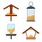 Set of different types of bird feeders