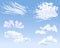 Set of different types of clouds on daytime sky, illustration