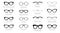 Set of different types of glasses - Rectangular Pilot, Round, Square, Cat Eye, Pantos, fashion accessory, Clubmaster