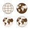 Set of different types of globes.