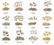 Set of different types of Italian pasta in color sketch vector illustration