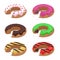 Set of different vector bitten donuts