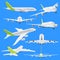 Set of different views of airplane