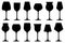 Set of different wine glasses