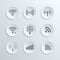 Set of different wireless 3d buttons and wifi icons