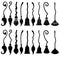 Set of different witch brooms