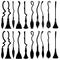 Set of different witch brooms