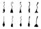 Set of different witch brooms isolated on white background. Halloween decorative elements. Vector illustration for any design