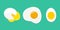 Set of differently cooked eggs. Poached egg, fried egg, hard boiled egg. Vector hand drawn illustration.