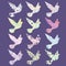 Set of differents of colored doves