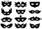 Set of differents masquarade mask silhouette vector illustration