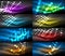 Set of digital circle neon lights abstract backgrounds