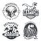 Set of Dino Logos. Raptor t-shirt illustration concept on grunge background. T-rex beer label design. Vintage Jurassic