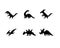 Set of dinosaur icons in silhouette pixel style
