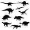 Set of Dinosaurs Silhouettes Isolated on White Background