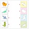 Set of diplodocus, tyrannosaur, pterodactyl and triceratops. Educational game for kids