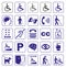 Set of disability icons or graphic elements with information about disability, accessibility icons for people with disabilities or