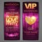 Set of disco background banners. Valentine love party