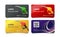 Set of discount card for gas station with realistic illustration of fuel gun and abstract drop on the back, isolated