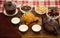 Set of dishes for chinese tea ceremony on tray