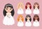 Set of Diverse Bride or Marriage Design Concept Vector